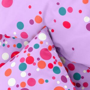 Blancheporte Detská posteľná bielizeň Pétillant, bavlna, potlač farebných bublín lila obliečka na vank. 65x65cm