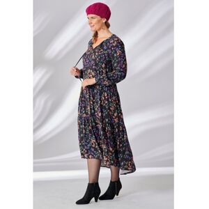 Blancheporte Dlhé šaty s potlačou čierna/purpurová 50