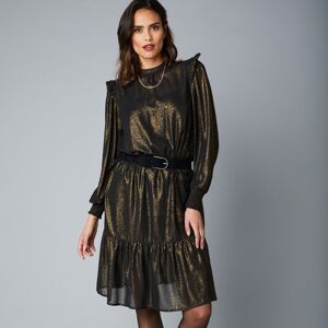 Blancheporte Rozšírené šaty s potlačou zvieracej srsti čierna/zlatá 40