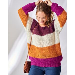 Blancheporte Pletený pulóver so širokými pruhmi purpurová/ražná 54