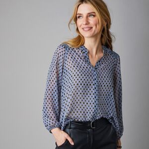 Blancheporte Šifónová košeľa s žabkovanými detailmi čierna/modrá 52