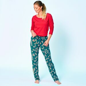 Blancheporte Pyžamové nohavice s japonským vzorom smaragdová 42/44