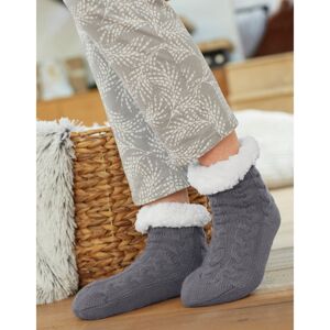 Blancheporte Papučové ponožky s vrkočovým vzorom a protišmykovou úpravou sivá 40/41