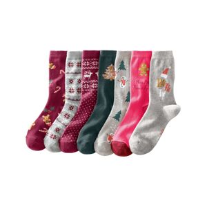 Blancheporte Súprava 7 párov ponožiek s vianočným motívom bordó+sivá+modrá 35/38