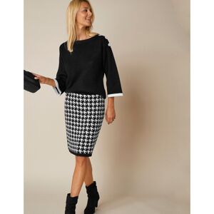 Blancheporte Žakárová sukňa so vzorom kohútej stopy čierna/biela 50