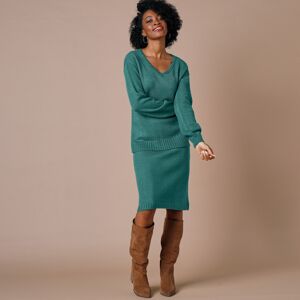 Blancheporte Jednofarebná pletená sukňa, kašmírová na dotyk smaragová 34/36