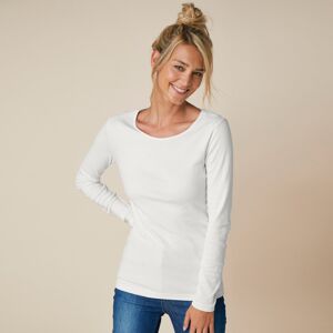 Blancheporte Jednofarebné tričko s dlhými rukávmi, bio bavlna biela 34/36