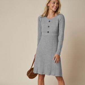 Blancheporte Pulóvrové šaty s gombíkmi sivý melír 56