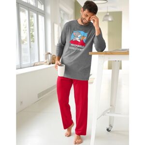 Blancheporte Pyžamo Tom Jerry s nohavicami a dlhými rukávmi sivý melír/bordó 97/106 (L)
