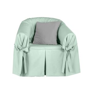 Blancheporte Jednofarebný bavlnený poťah s viazačkami na pohovku a kreslo, plátno bachette zelenkastá sedačka 2 miestna