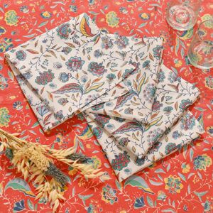 Blancheporte Súprava 4 textilných obrúskov s kvetinovým vzorom Indian Summer ražná/modrá súpr. 4ks