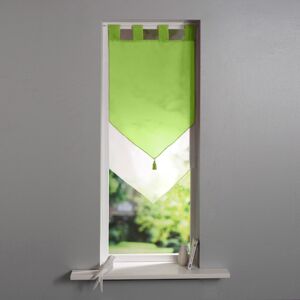 Blancheporte Dvojfarebná vitrážová záclonka do špičky zakončená pútkami zelená/biela 45x90 cm