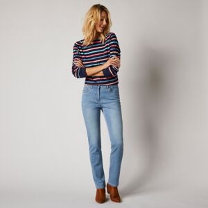 Blancheporte Rovné džínsy s výšivkami "srdiečok" zapratá modrá 44