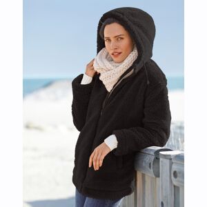 Blancheporte Buklé kabát s kapucňou a zipsovým zapínaním čierna 38