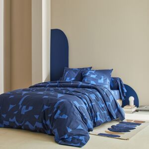 Blancheporte Posteľná bielizeň Puzzle s geometrickým dizajnom, bavlna modrá obliečka na vank. 63x63cm