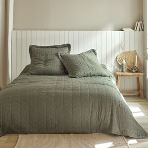 Blancheporte Jednofarebná prešívaná prikrývka na posteľ s geometrickým dizajnom khaki 180x220cm