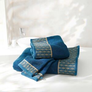 Blancheporte Froté kúpeľňová súprava s originálnou výšivkou 420 g/m2 pávie modrá uterák 50x100cm+žínka
