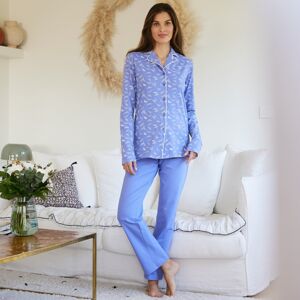 Blancheporte Pyžamo s potlačou "pierok", kostýmkovým golierom a dlhými rukávmi levanduľová 52