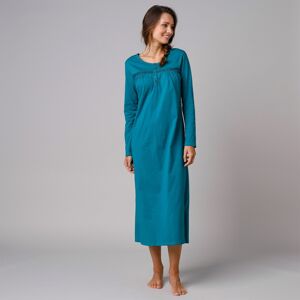 Blancheporte Jednofarebná dlhá nočná košeľa s dlhými rukávmi smaragdová 50