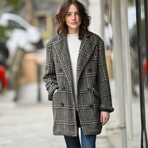 Blancheporte Široký kabát s kockovaným vzorom čierna/béžová 50