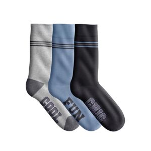 Blancheporte Súprava 3 zladených párov ponožiek s textom čierna+sivá+modrá 39/42