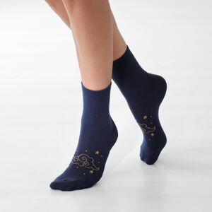 Blancheporte Súprava 4 párov ponožiek so zladeným motívom "hviezdy" nám.modrá/modrá 35/38