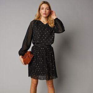Blancheporte Krátka plisovaná sukňa z voálu čierna/zlatá 52