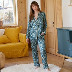 Blancheporte Saténové pyžamo s kašmírovým vzorom zelená/medová 44