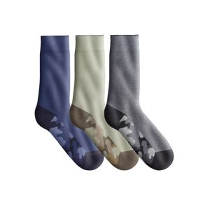 Blancheporte Súprava 3 párov ponožiek s maskáčovým vzorom modrá+sivá+khaki 43/46