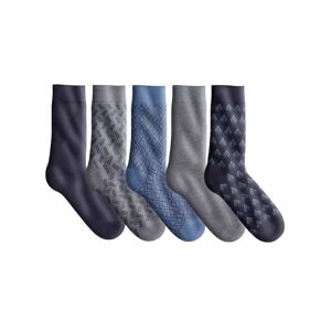 Blancheporte Súprava 5 párov originálnych ponožiek nám.modrá+modrá+sivý melír 43/46