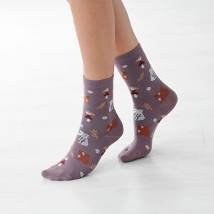 Blancheporte Súprava 4 párov ponožiek so zladeným motívom "les" nám.modrá/modrá 39/42
