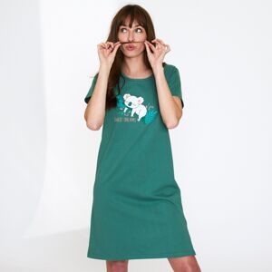 Blancheporte Krátka nočná košeľa s krátkymi rukávmi a potlačou medvedíka koaly zelená 34/36