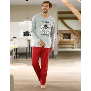 Blancheporte Pyžamo s nohavicami Grosminet antracitová/červená 107/116 (XL)