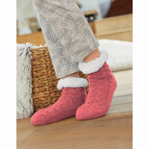 Blancheporte Papučové ponožky s vrkočovým vzorom a protišmykovou úpravou ružová 40/41