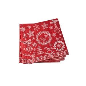 Blancheporte Súprava 20 papierových obrúskov s motívom vianočných ozdôb červená 20 ks