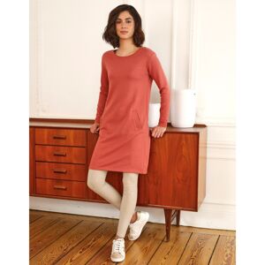 Blancheporte Mikinové šaty z meltonu s rovným strihom ružové drevo 52
