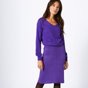 Blancheporte Jednofarebná pletená sukňa, kašmírová na dotyk fialová 34/36