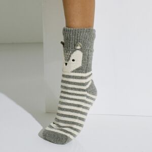 Blancheporte Papučové ponožky zo ženilkového úpletu s motívom líšky sivá 36/37