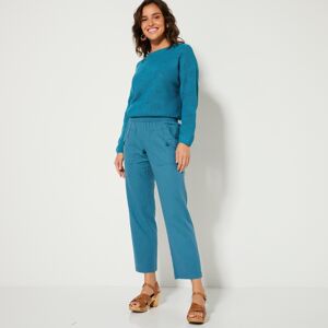 Blancheporte 7/8 nohavice s pružnýmm pásom pávie modrá 50