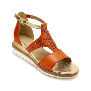 Blancheporte Kožené sandále s pajetkami, gaštanové oranžová 41