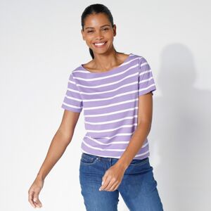 Blancheporte Pruhované tričko s krátkymi rukávmi lila/biela 42/44