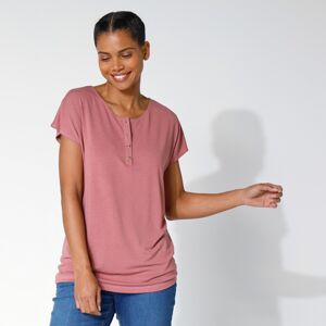 Blancheporte Jednofarebné tričko s tuniským výstrihom ružové drevo 50