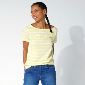 Blancheporte Pruhované tričko s krátkymi rukávmi žltá/biela 54