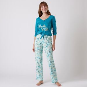 Blancheporte Pyžamové nohavice s potlačou kvetín bledomodrá 52