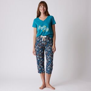 Blancheporte 3/4 pyžamové nohavice s potlačou kvetín nám.modrá 42/44