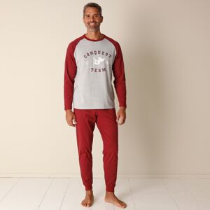 Blancheporte Dvojfarebné bavlnené pyžamo s nohavicami bordó 87/96 (M)