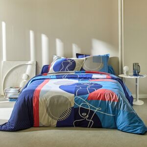 Blancheporte Bavlnená posteľná bielizeň Arty s potlačou tvárí modrá obliečka na prikrývku240x220cm