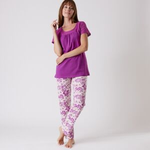 Blancheporte Pyžamo s potlačou a anglickou výšivkou purpurová 50