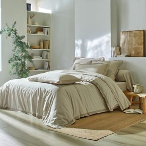Blancheporte Jednofarebná posteľná bielizeň z čipky a bavlny piesková obliečka na prikrývku240x220cm