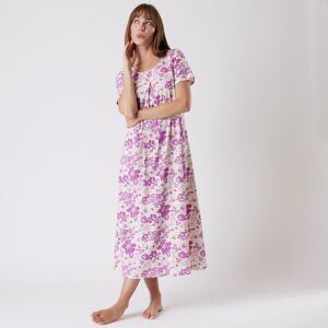 Blancheporte Dlhá nočná košeľa s potlačou kvetín purpurová 54
